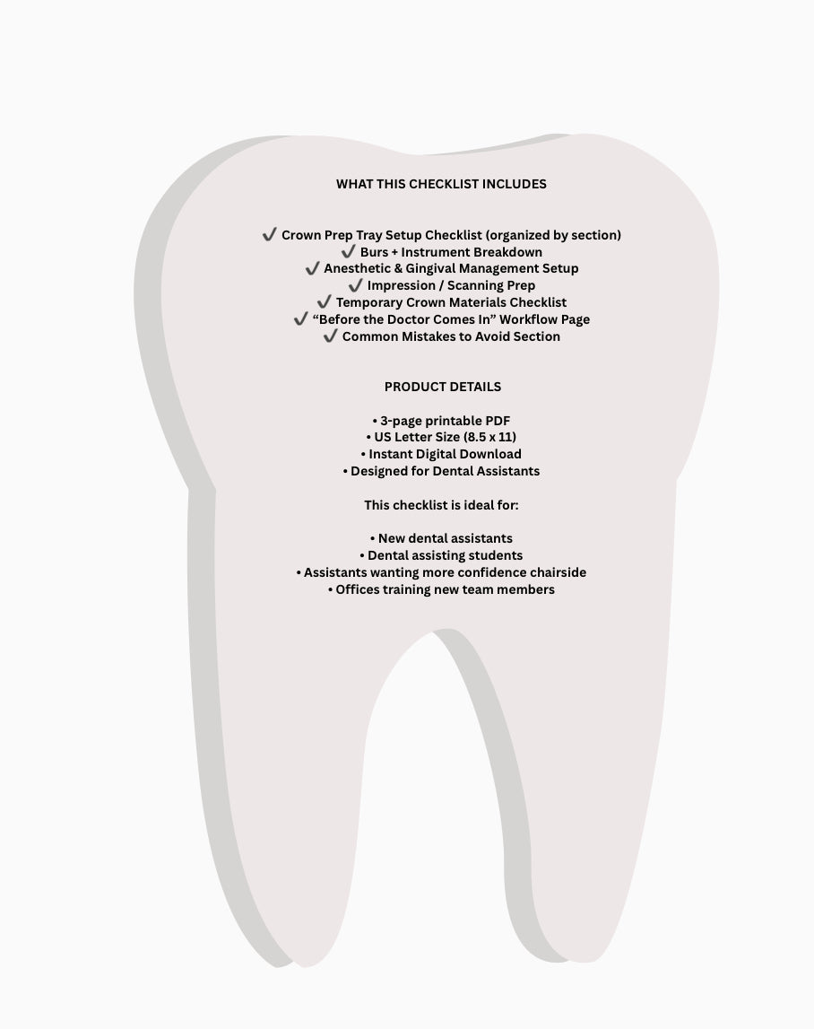 Crown Prep Set-up Checklist (PDF Download)