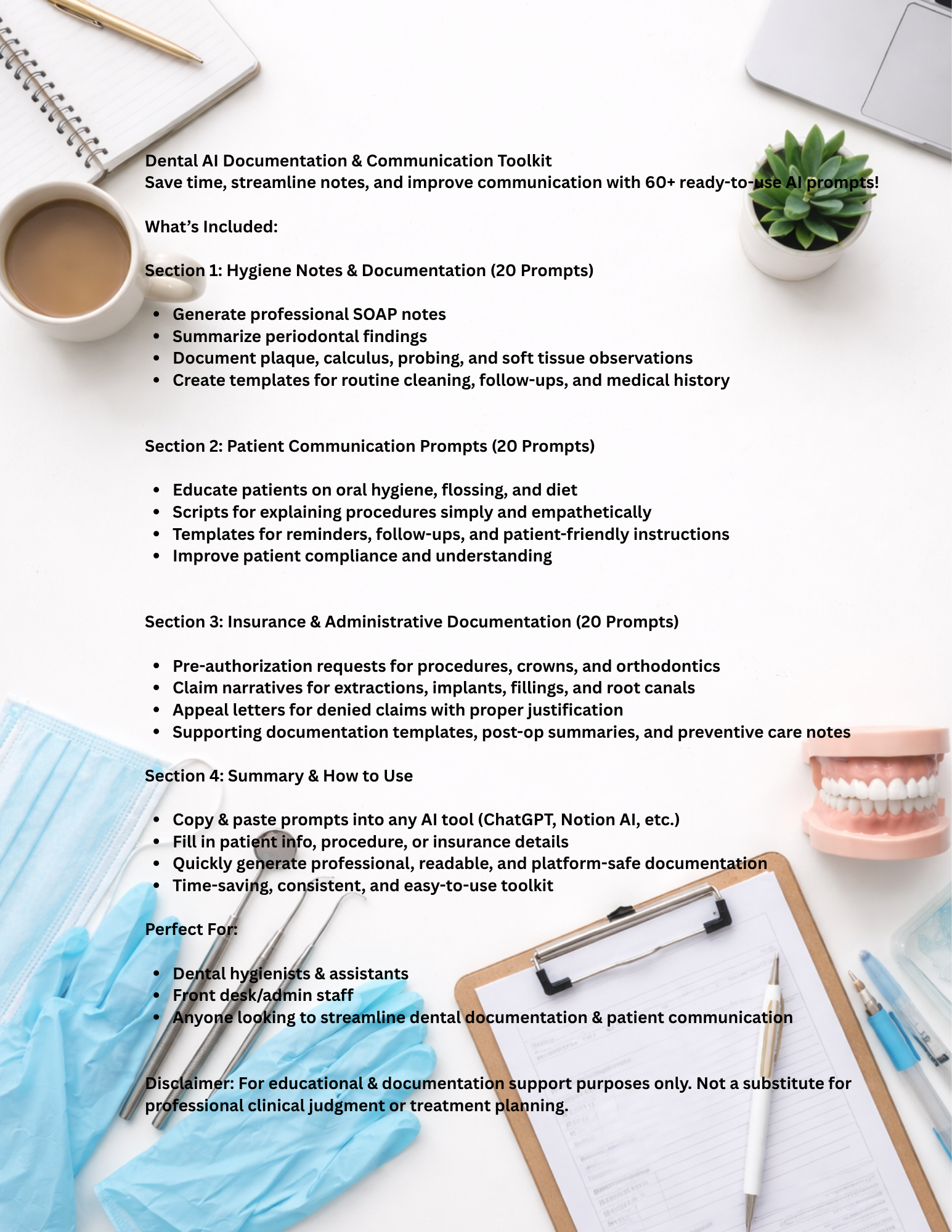 Dental AI Documentation & Communication Toolkit digital download (PDF Download)