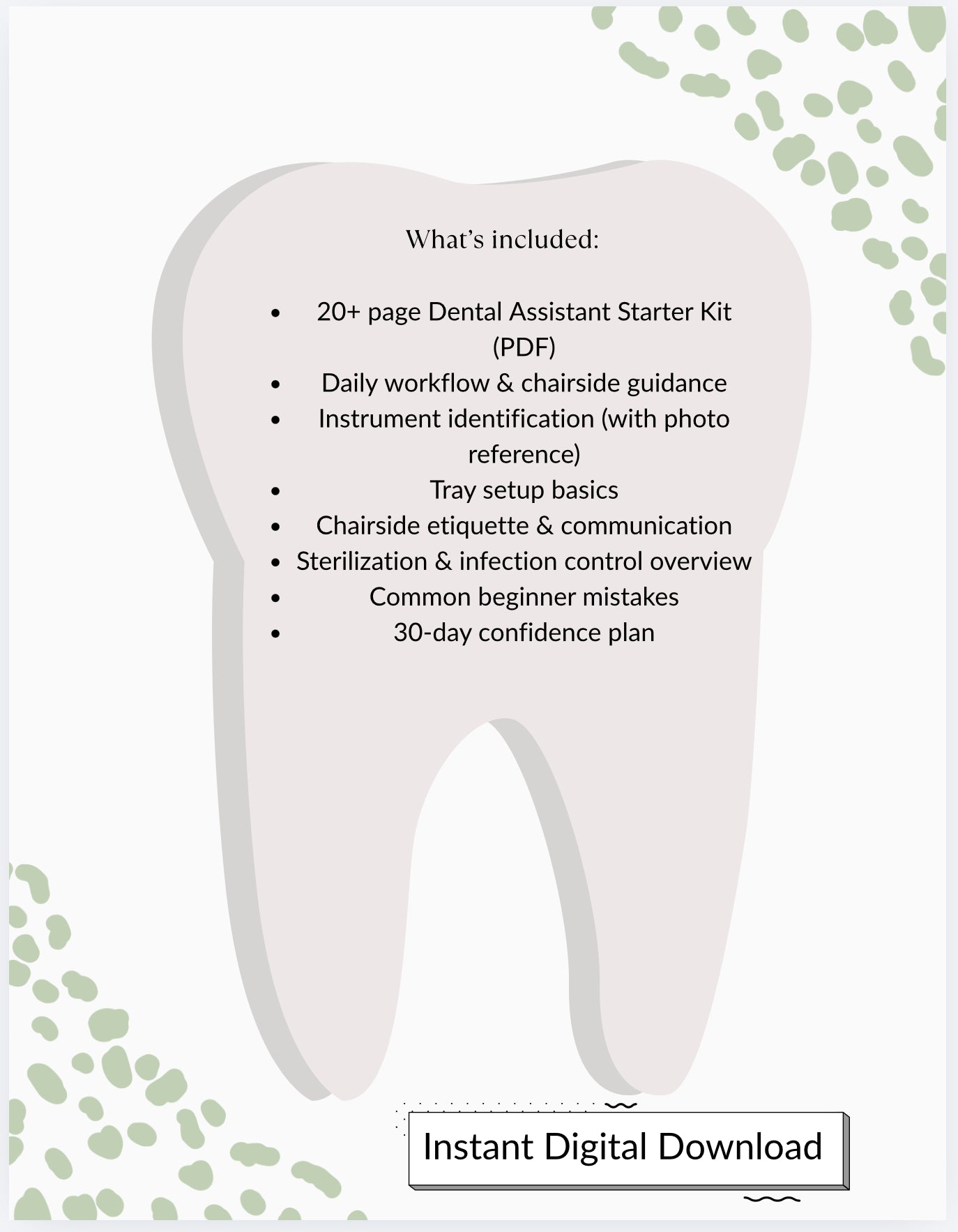 Dental Assistant Starter Kit | Training Guide, Instrument Reference (PDF Download)